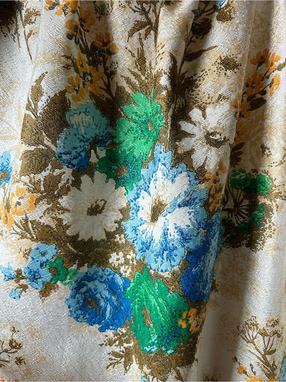 Vintage 70s Floral Pinch Pleat Curtain Panels